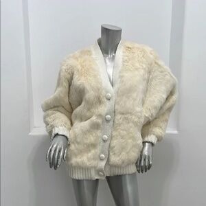 Vintage Cream Bleached Rabbit Fur Jacket From France Size M